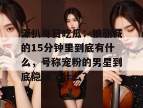 深扒每日吃瓜：被删减的15分钟里到底有什么，号称宠粉的男星到底隐瞒了什么？